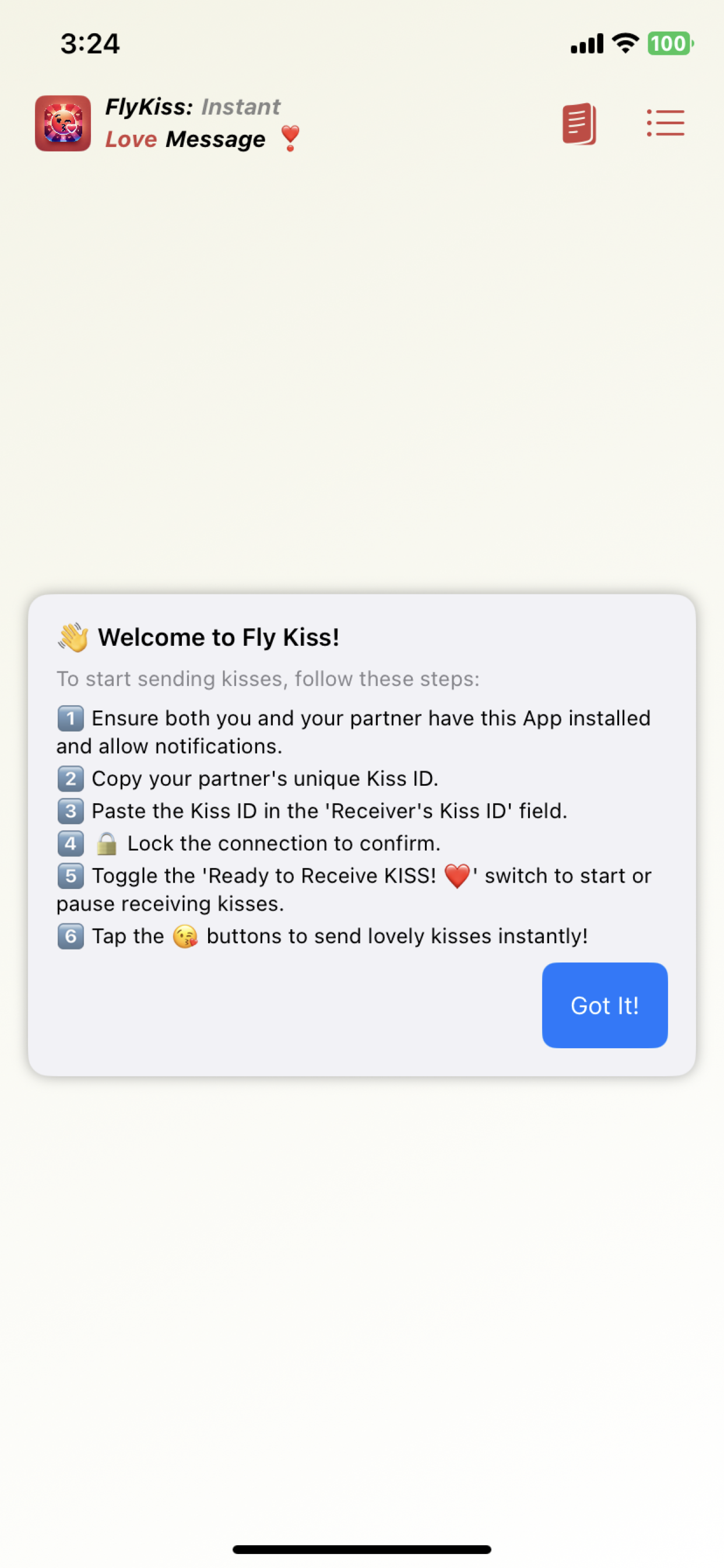 Fly Kiss - Send Kiss Interface